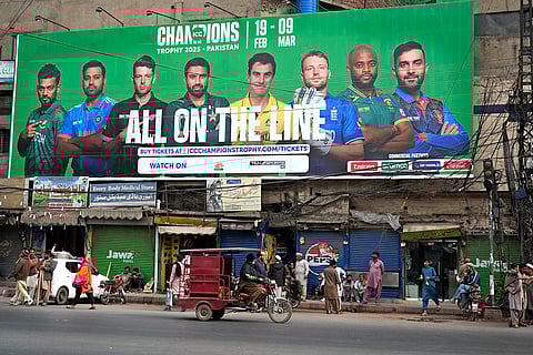 Champions Trophy 2025: A billboard depicting portraits of the captains