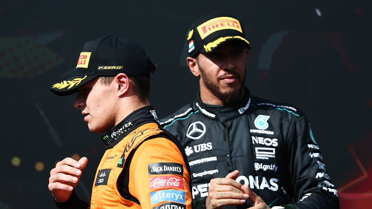 Lando Norris and Lewis Hamilton at the Hungarian Grand Prix