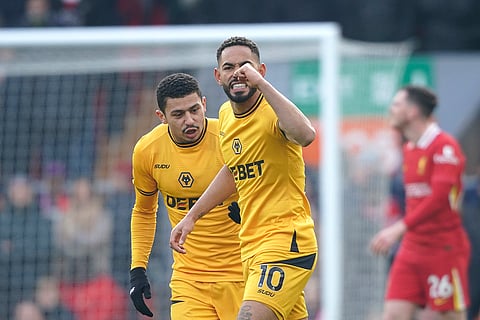 EPL 2024-25: Wolves' Matheus Cunha celebrates after scoring his side's opening goal