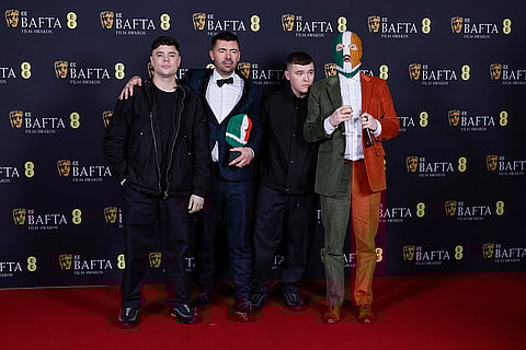 BAFTA Awards 2025: Naoise o Caireallain, from left, Rich Peppiatt, Liam og o Hannaidh and DJ Provaiat