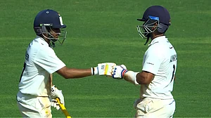 File/PTI : Mumbai batters Musheer Khan and Ajinkya Rahane.