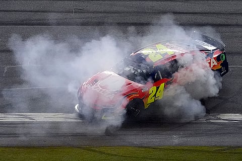 NASCAR Daytona 500: William Byron does a burnout after winning