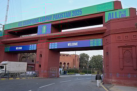 Champions Trophy 2025: Billboards are located at an entry point to Gaddafi Stadium