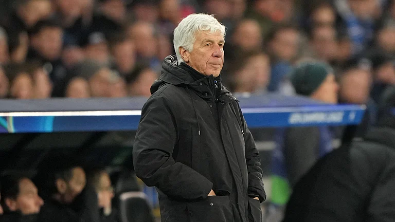 Gian Piero Gasperini during Atalanta's defeat to Club Brugge. - null