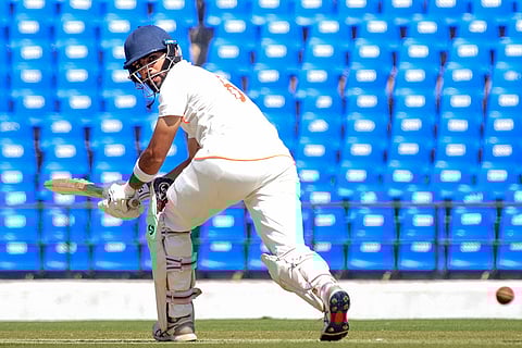 Ranji Trophy semi-final, MUM Vs Vidarbha: Vidarbha's Dhruv Shorey plays a shot