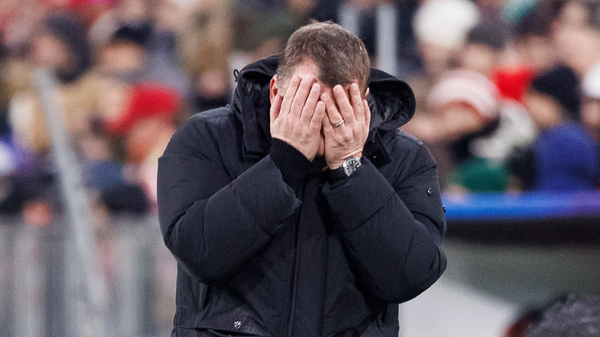 Brendan Rodgers reacts to Bayern's late goal