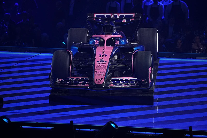 F1 75 Live launch event at the O2 arena in London: The new car of Alpine driver Pierre Gasly