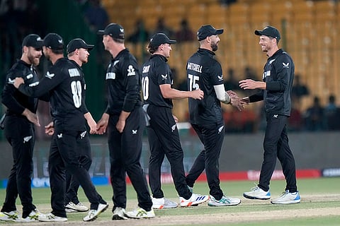 Champions Trophy 2025 Match 1, PAK vs NZ: New Zealand's players congratulate each others after winning the match
