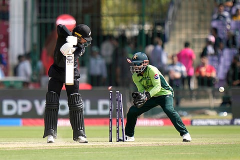 Champions Trophy 2025 Match 1, PAK vs NZ: New Zealand's Devon Conway is bowled out by Pakistan's Abrar Ahmed