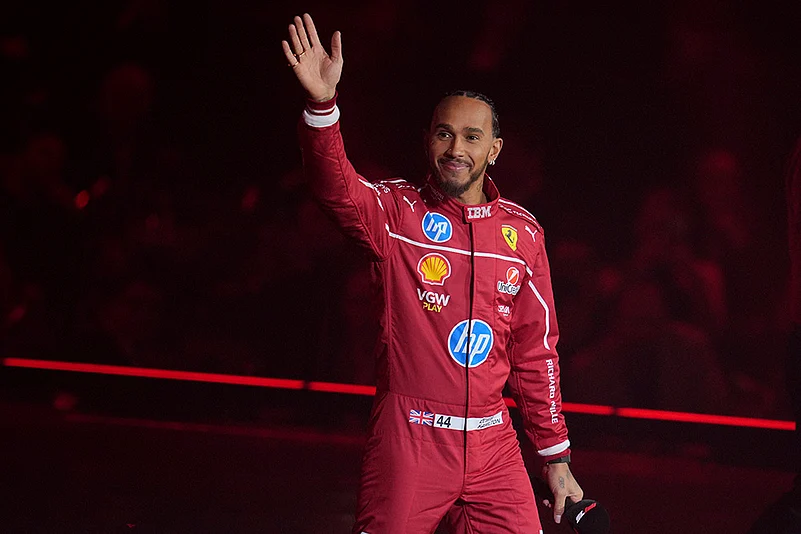 F1 75 Live launch event at the O2 arena in London: Ferrari driver Lewis Hamilton