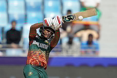 Champions Trophy 2025 Match 2, IND vs BAN: Bangladesh's Tanzid Hasan plays a shot