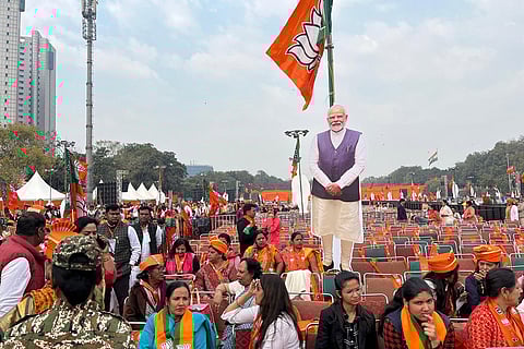 Delhi govt. swearing-in ceremony: BJP supporters gather at the Ramlila Maidan