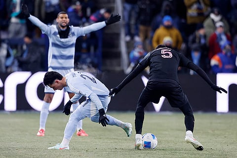 CONCACAF Champions Cup: Sergio Busquets (5) strips the ball from Manu Garcia
