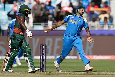 Champions Trophy 2025 Match 2, IND vs BAN: India's Harshit Rana bowls a delivery