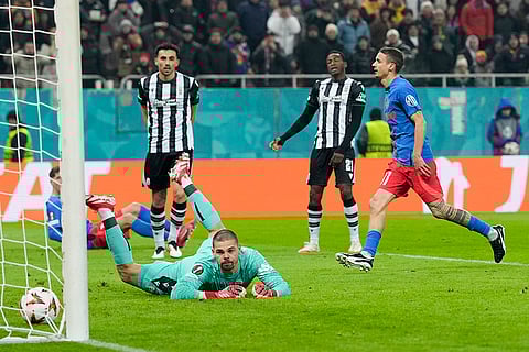 Europa League playoff second leg, FCSB vs PAOK: FCSB's Juri Cisotti scores his side's first goal