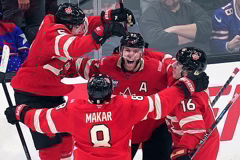 4 Nations Face-Off Final: Canada's Connor McDavid (97) celebrates after his game-winning goal