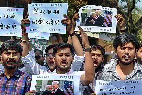 Protest over deportation of Indian immigrants from the US