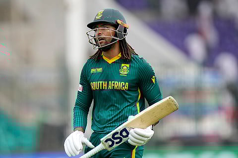 Champions Trophy 2025 Match 3, AFG vs SA: South Africa's Tony de Zorzi reacts as he walks off the field