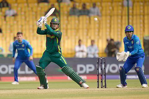Champions Trophy 2025 Match 3, AFG vs SA: South Africa's Ryan Rickelton plays a shot