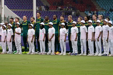Champions Trophy 2025 Match 3, AFG vs RSA: South Africa players stand for their national anthem
