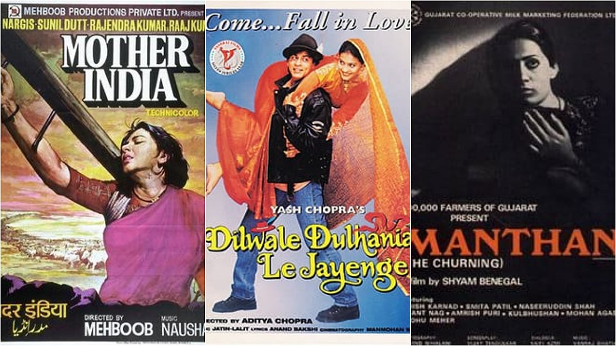 Wikipedia : Posters of Mother India, DDLJ, Manthan