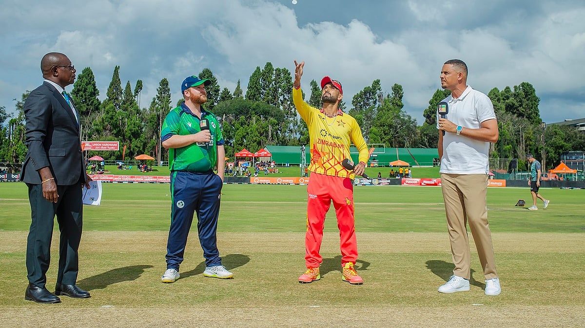 Photo: X | Zimbabwe Cricket : Zimbabwe skipper Sikandar Raza and Ireland captain Paul Stirling during the toss time.
