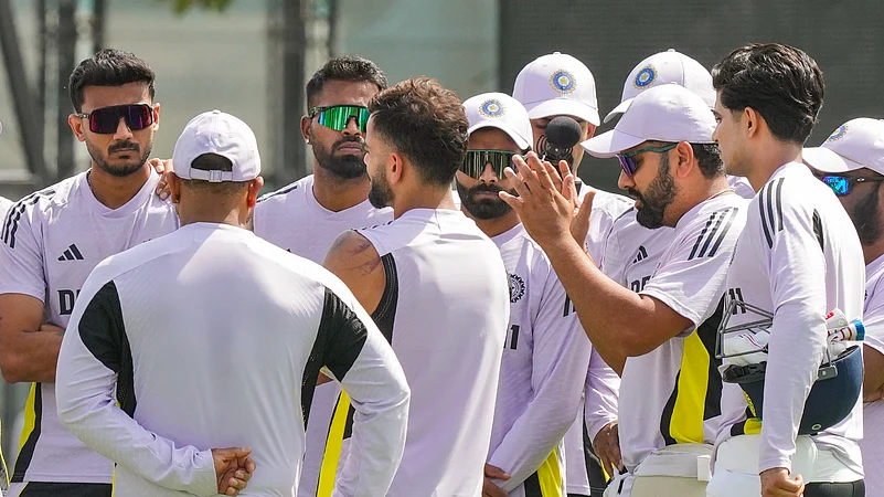 Indian cricketers during a practice session. PTI Photo
