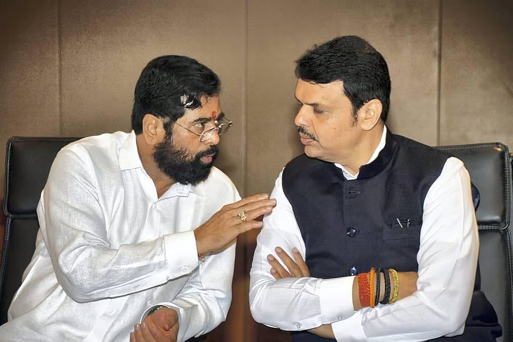 PTI : Maharashtra Deputy CM Eknath Shinde with CM Devendra Fadnavis