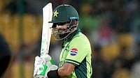 | Photo: AP/Anjum Naveed : PAK vs NZ: Pakistan's Babar Azam reacts as he walks off the field 