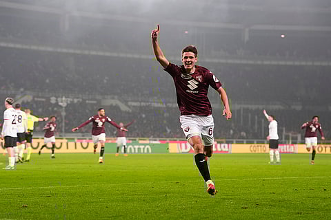 Serie A, Torino vs AC Milan: Torino's Gvidas Gineitis celebrates after scoring