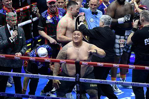 Saudi Arabia Parker vs Bakole Boxing: Joseph Parker's crew celebrate after the bout