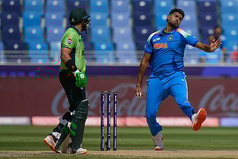 ICC Champions Trophy, IND vs PAK: India's Harshit Rana bowls a delivery