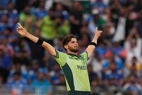 ICC Champions Trophy, IND vs PAK: Pakistan's Shaheen Afridi celebrates the wicket of Rohit Sharma