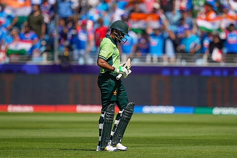 ICC Champions Trophy, IND vs PAK: Pakistan's Babar Azam leaves the field after losing his wicket