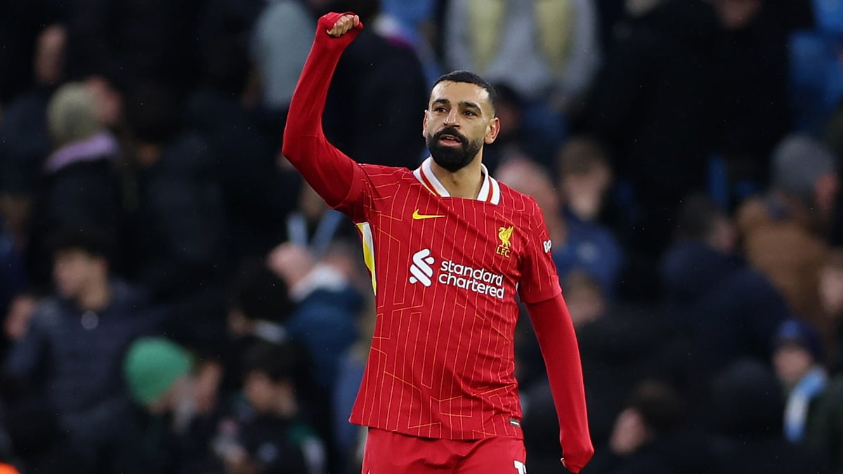 Mohamed Salah celebrates against Man City - null