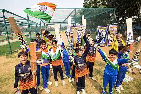 Cricket fans in Patna