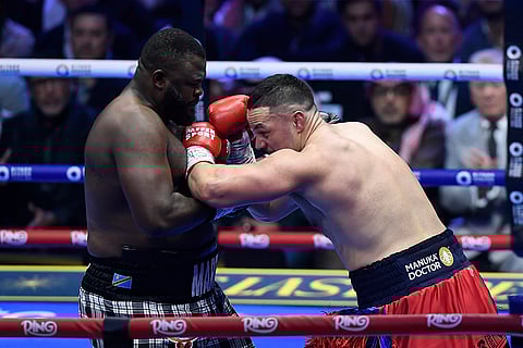 Saudi Arabia Parker vs Bakole Boxing: Joseph Parker, right, battles Martin Bakole