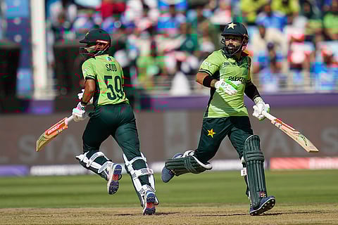 ICC Champions Trophy, IND vs PAK: Pakistan's Mohammad Rizwan and Saud Shakeel run between the wickets