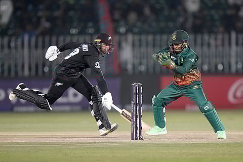 ICC Champions Trophy, BAN vs NZ: Bangladesh's Mushfiqur Rahim attempts to run out to New Zealand's Devon Conway