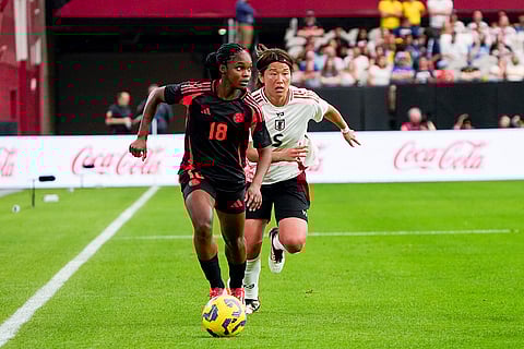 SheBelieves Cup, Colombia vs Japan: Colombia's Linda Caicedo dribbles past Japan's Hana Takahashi