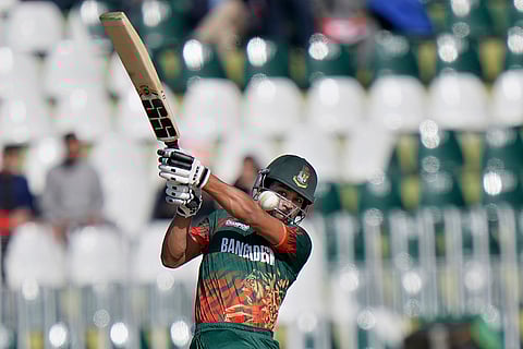 ICC Champions Trophy, BAN vs NZ: Bangladesh's Najmul Hossain Shanto plays a shot