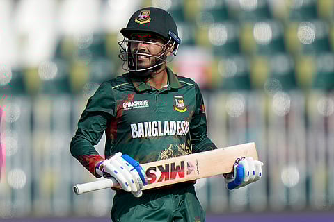 ICC Champions Trophy, BAN vs NZ: Bangladesh's Mehidy Hassan Miraz reacts as he walk off the field
