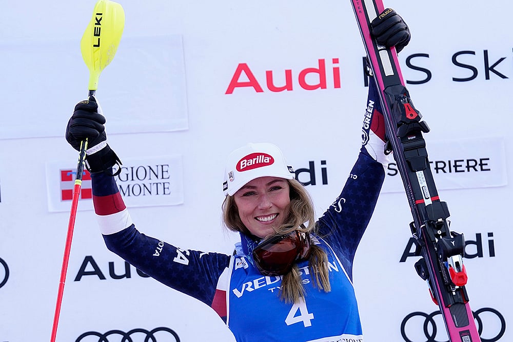 | Photo: AP/Piermarco Tacca : Alpine Skiing World Cup: Winner United States' Mikaela Shiffrin