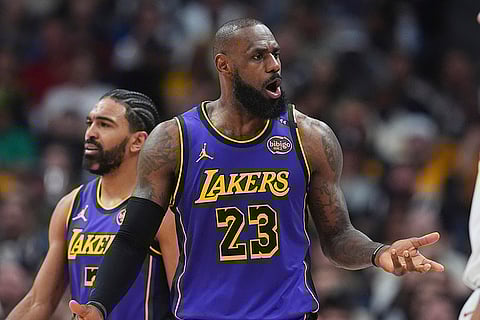 NBA 2024-25, Lakers vs Nuggets: Lakers forward LeBron James argues for a call