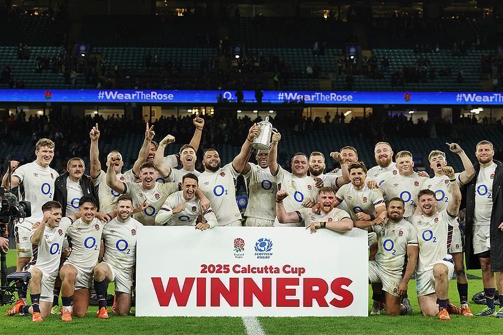 | Photo: AP/Ian Walton : Calcutta Cup 2025: England's Maro Itoje and his team celebrate with the Calcutta Cup
