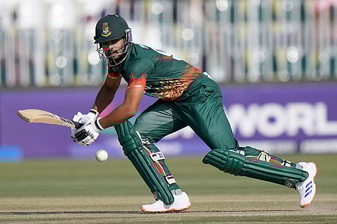 ICC Champions Trophy, BAN vs NZ: Bangladesh's Najmul Hossain Shanto plays a shot