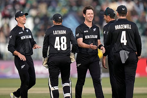 ICC Champions Trophy, BAN vs NZ: Matt Henry and teammates celebrate after the dismissal of Bangladesh's Rishad Hossain