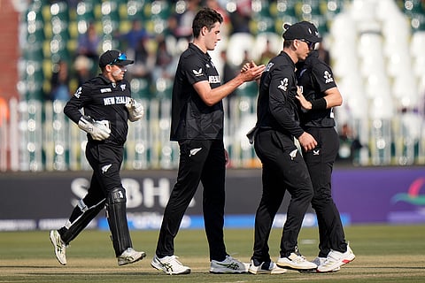 ICC Champions Trophy, BAN vs NZ: New Zealand's Will O' Rourke celebrates wicket of Bangladesh's Mehidy Hassan Miraz