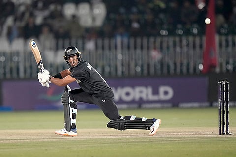 ICC Champions Trophy, BAN vs NZ: New Zealand's Rachin Ravindra plays a shot