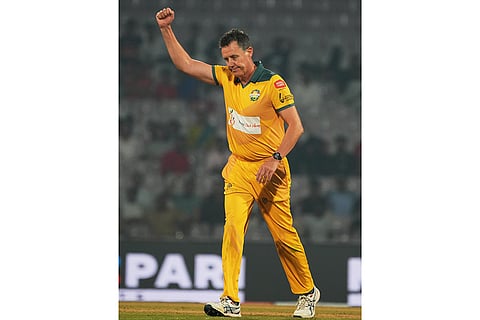 Masters League Cricket, West Indies Vs Australia: AUS Masters' Bryce McGain celebrates after taking a wicket